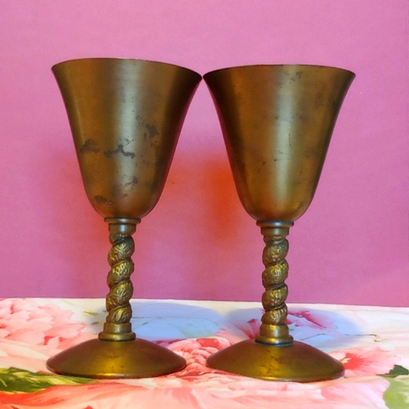 Vtg Spain Made Metal Wine Glasses - Picture 1 of 5